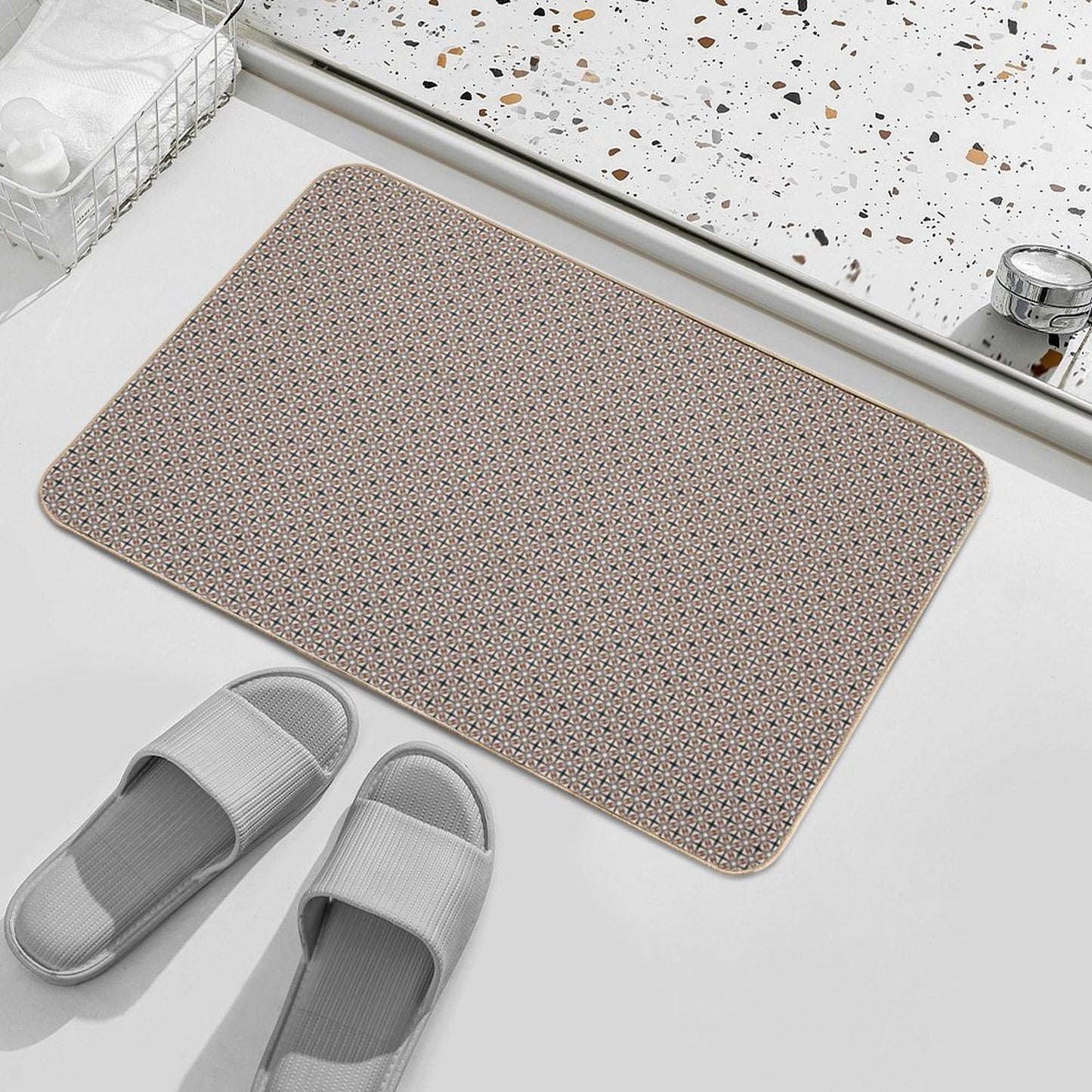 Earth Tones Diamonds And Crosses  Non-Slip Bath Mat