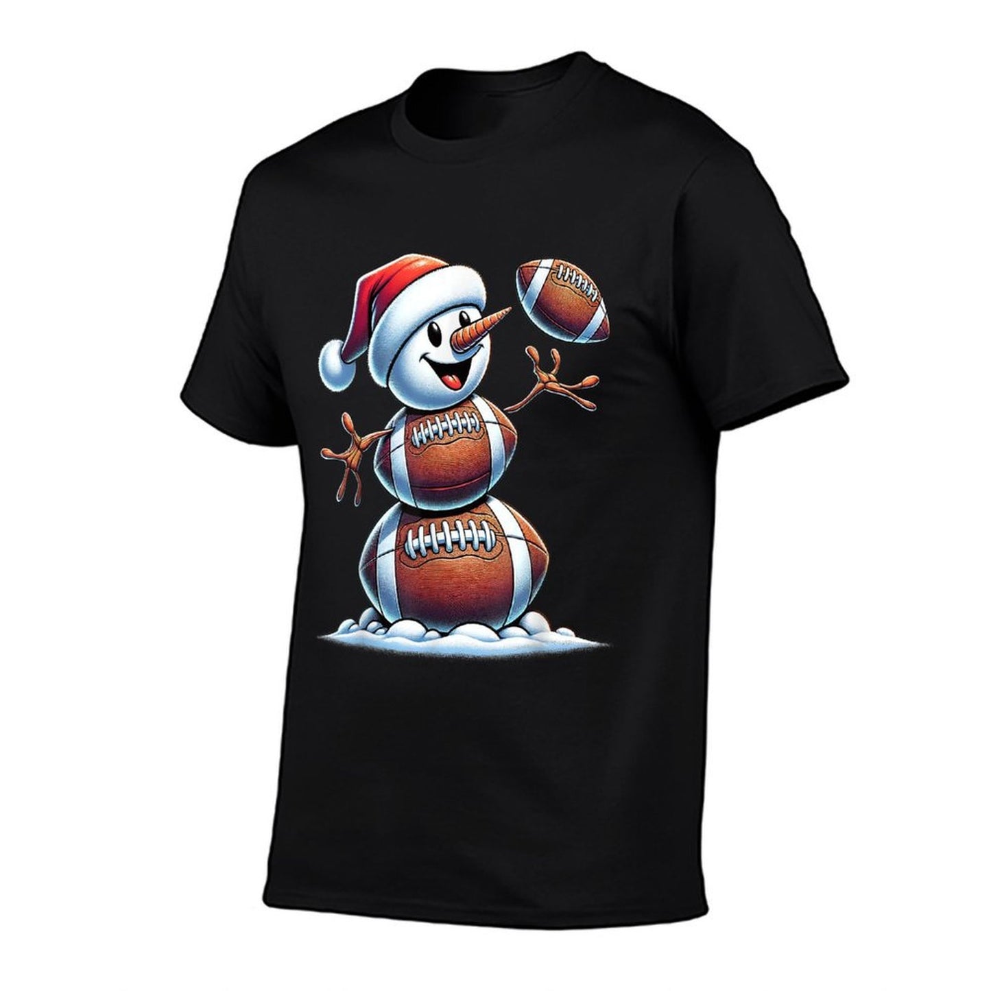 Football Snowman Christmas Cute American Football Kids Boys  Oversized Silhouette T-Shirt