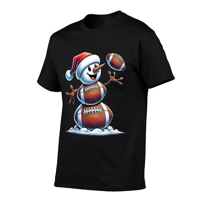 Football Snowman Christmas Cute American Football Kids Boys  Oversized Silhouette T-Shirt