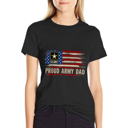 Vintage Proud Army Dad American Veteran Gift  Summer-ready Fabric T-Shirt