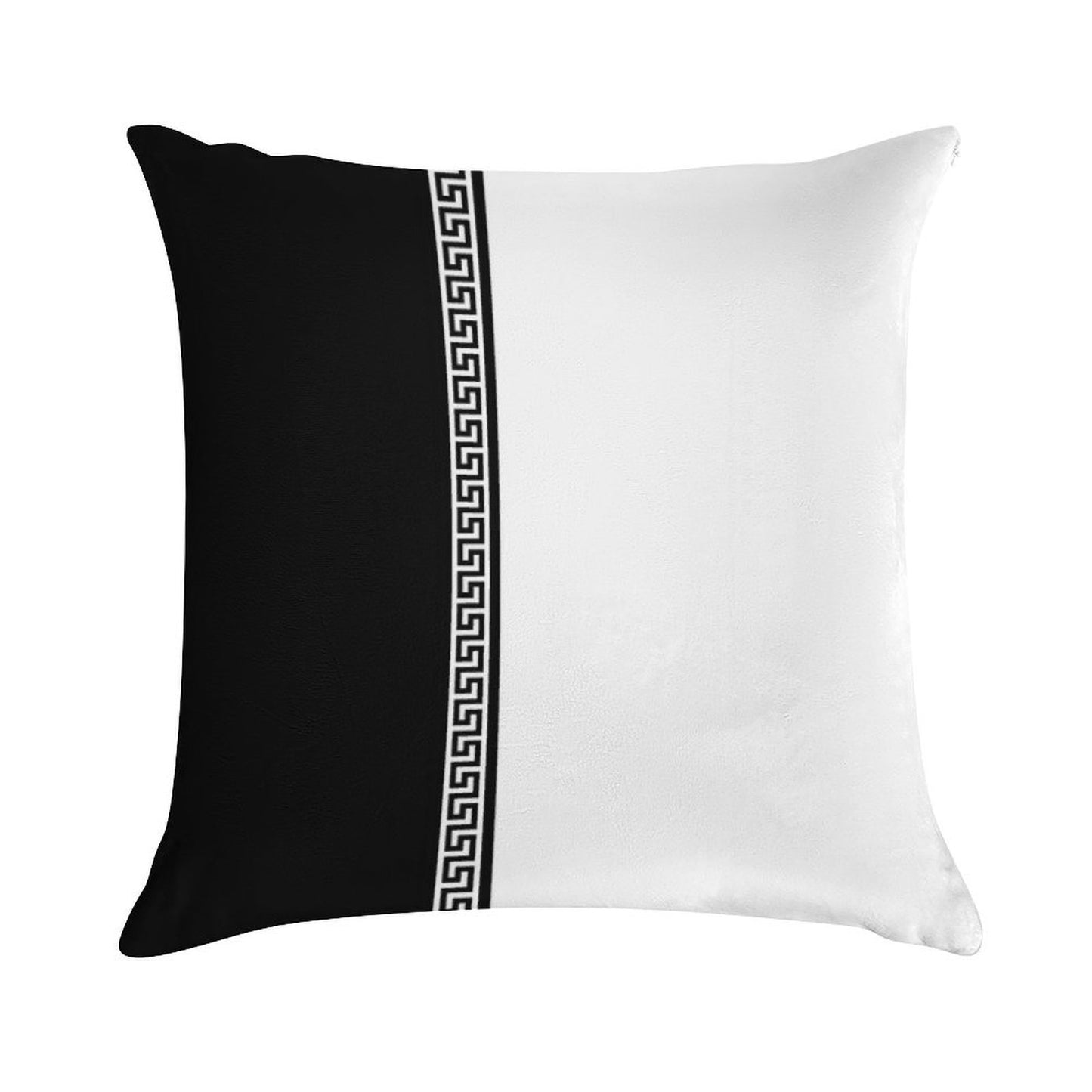 Greek Key Verticle - Black And White Soft Luxury Feel Throw Pillow