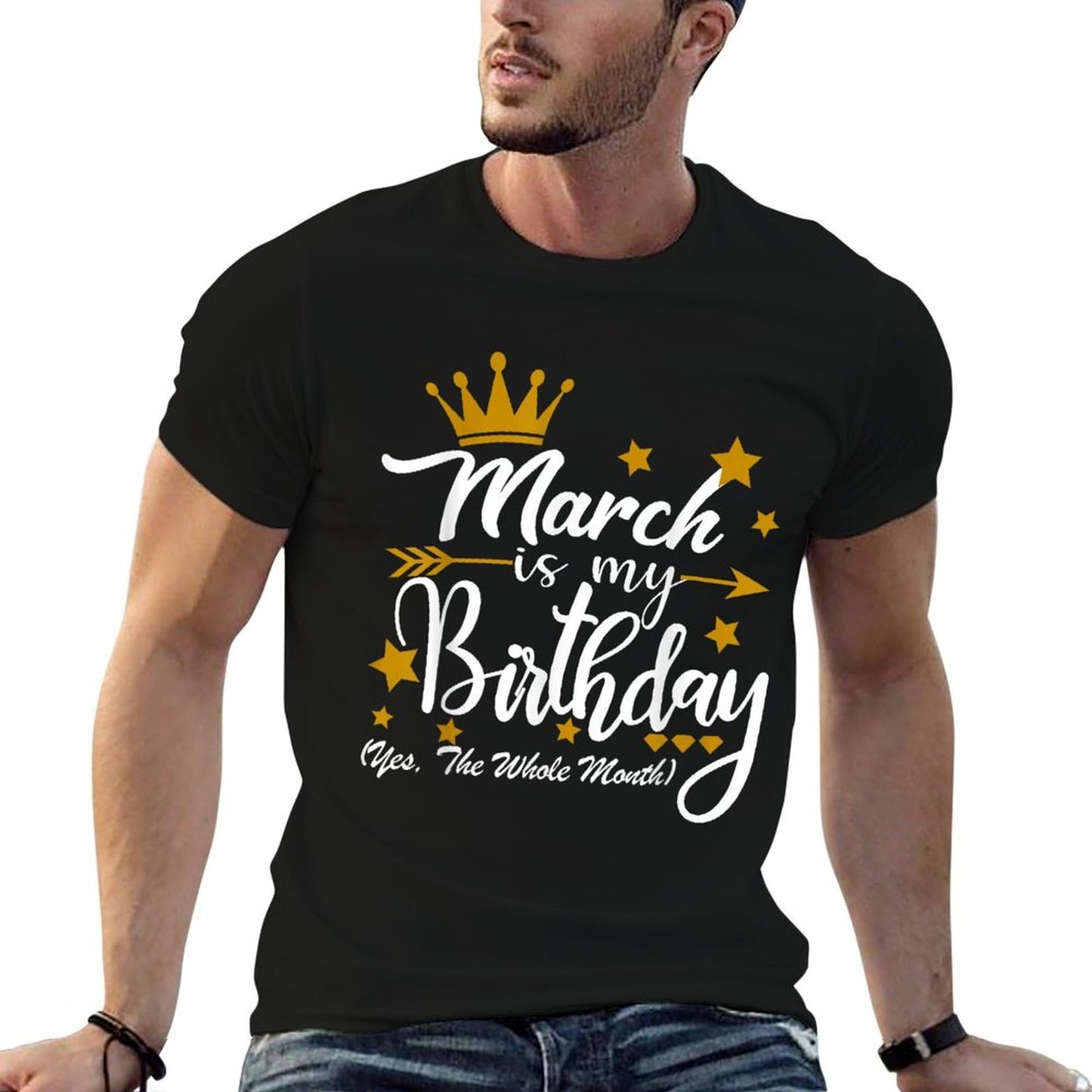 March Is My Birthday Yes The Whole Month For Women Girls  Ribbed Collar T-Shirt