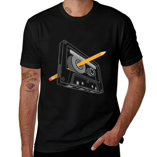 Vintage Rewind Funny 80s 90s Cassette Pencil Gift Men Women  Moisture-wicking T-Shirt