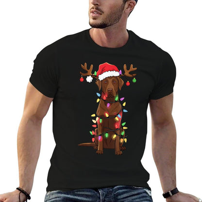 Chocolate Lab Labrador Christmas Funny Gifts Unisex-Adults, Unisex-Kids Black Small  Easy-care T-Shirt