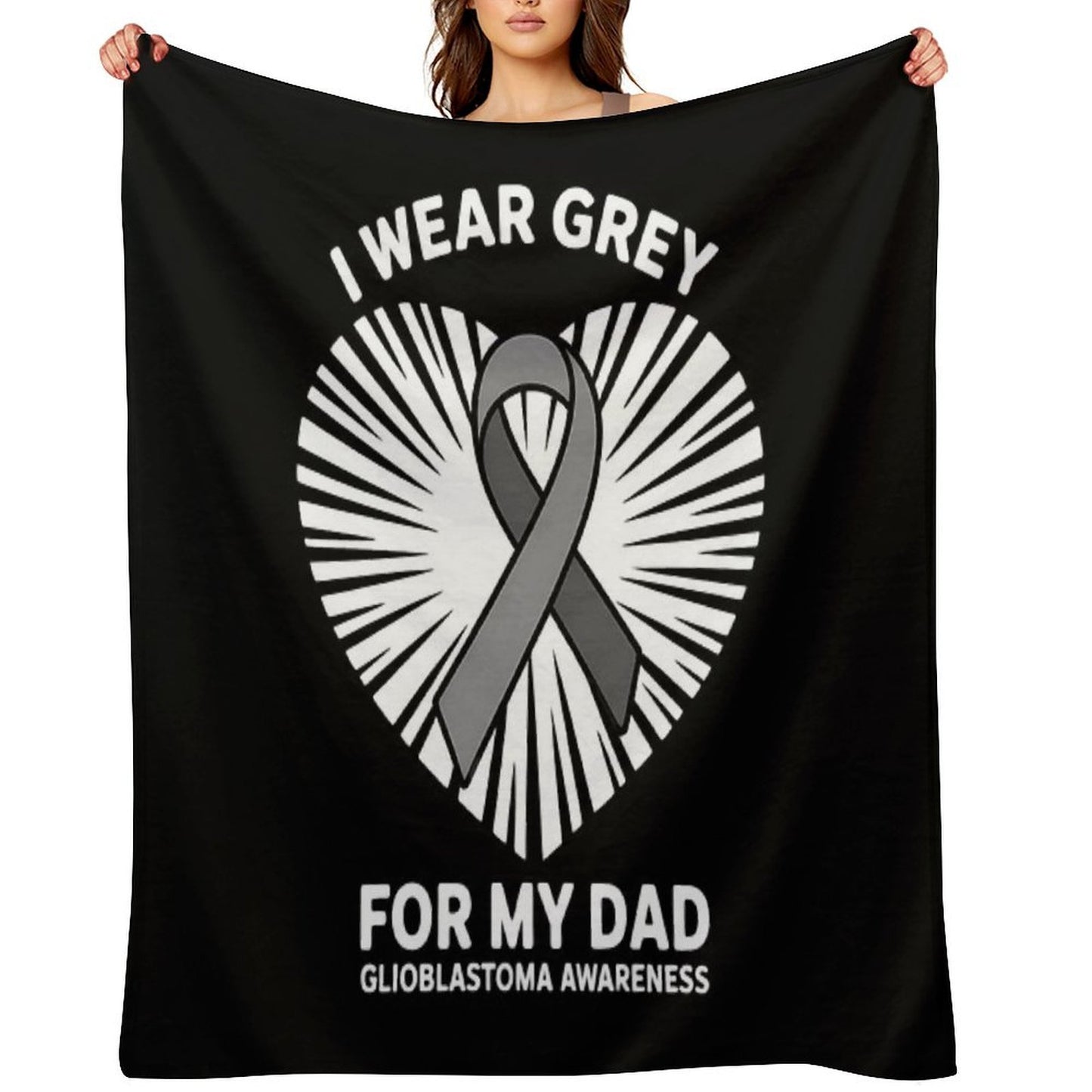 1I Wear Grey For My Dad GBM Glioblastoma Awareness Multi-functional Throw Blanket