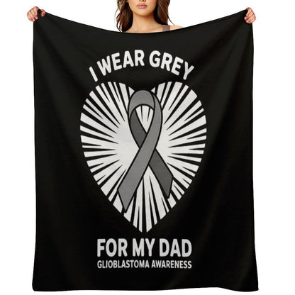 1I Wear Grey For My Dad GBM Glioblastoma Awareness Multi-functional Throw Blanket