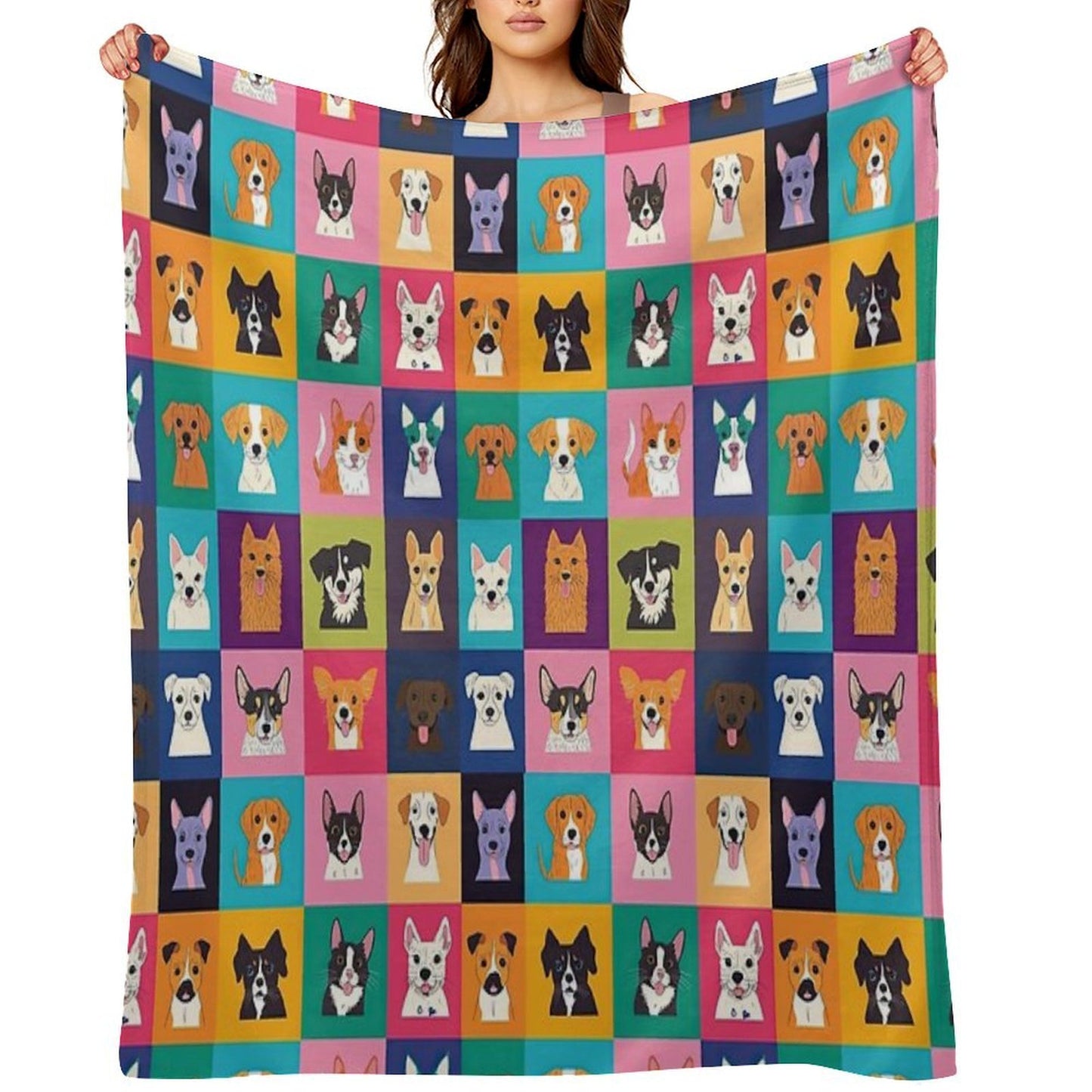 Bright And Happy Animal Heads for Decoration Versatility Throw Blanket
