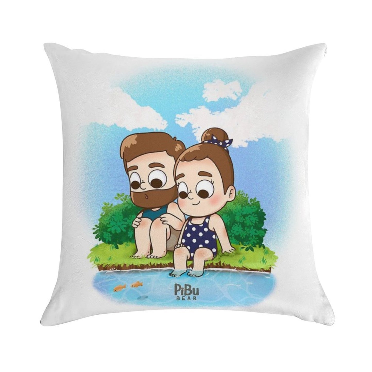 Summer Days - Pibubear Soft Ultra-Soft Texture Throw Pillow