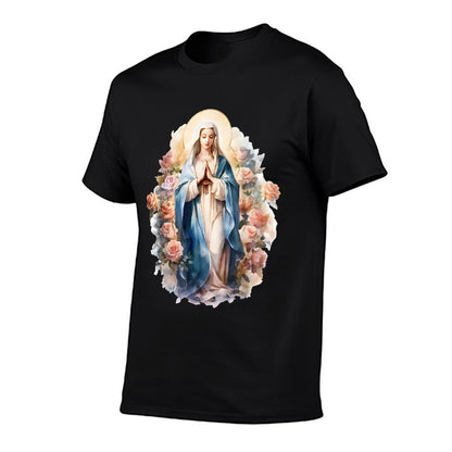 Blessed Mother Mary Mother of Jesus Roses Our Lady Catholic  Polyester Blend T-Shirt