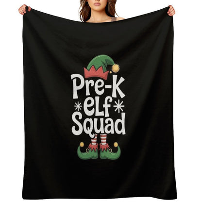 Pre-K Elf Squad Teacher Student Christmas Gift Versatility Throw Blanket