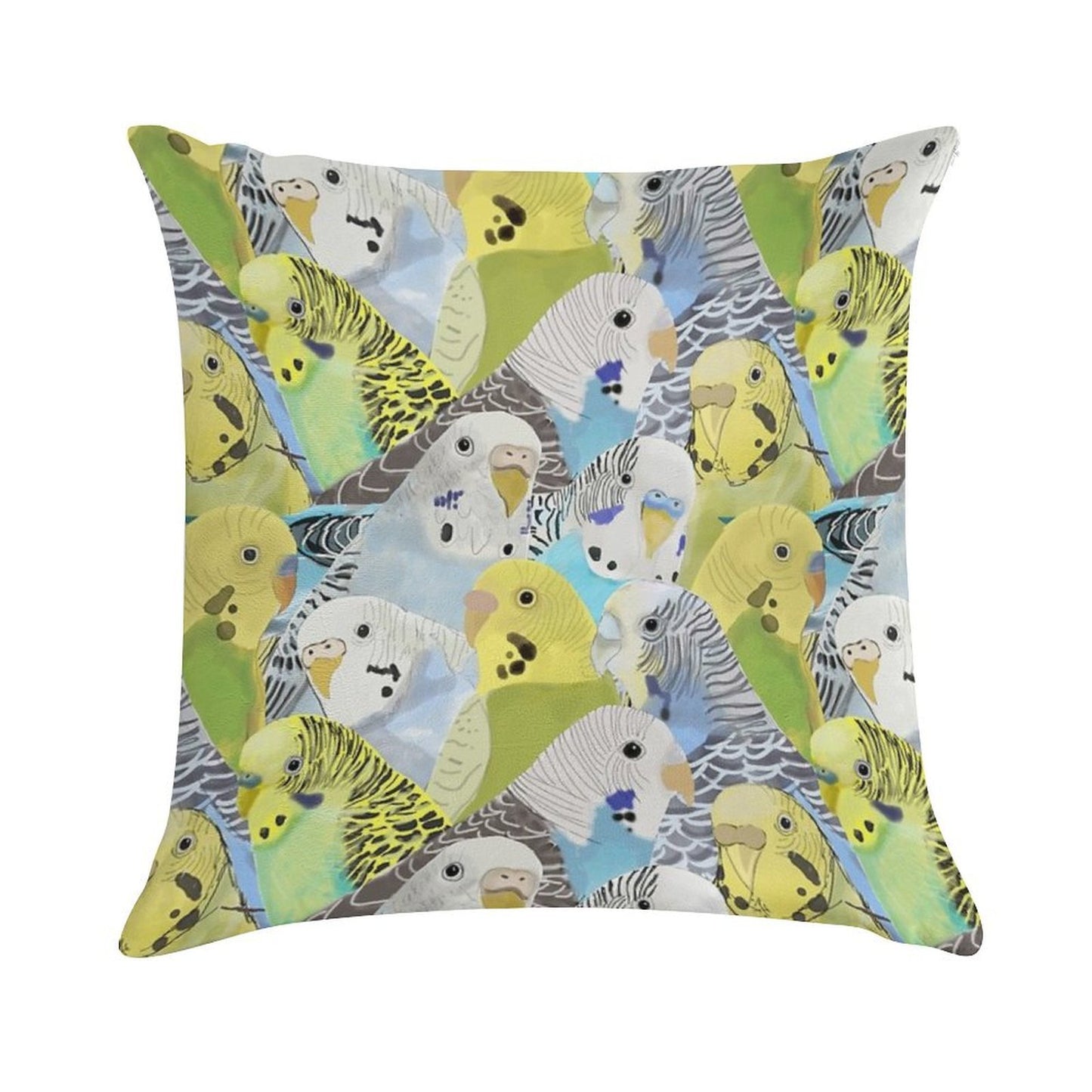 Budgie Parakeets Soft Fade-Resistant Throw Pillow