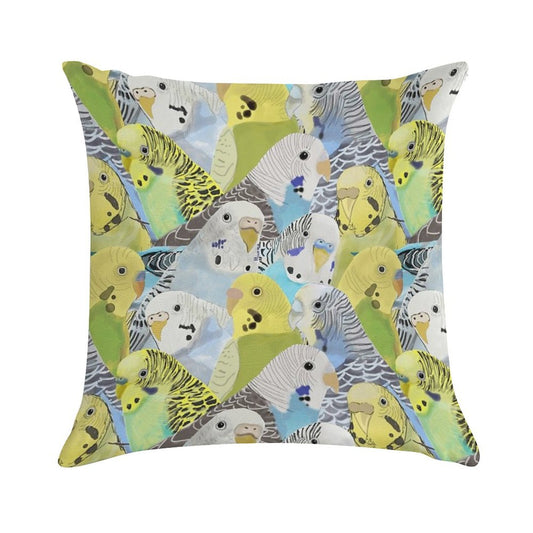 Budgie Parakeets Soft Fade-Resistant Throw Pillow