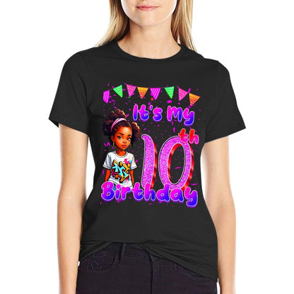 Its My 10th Birthday African American Black Girl 10 Year Old  Polyester Blend T-Shirt