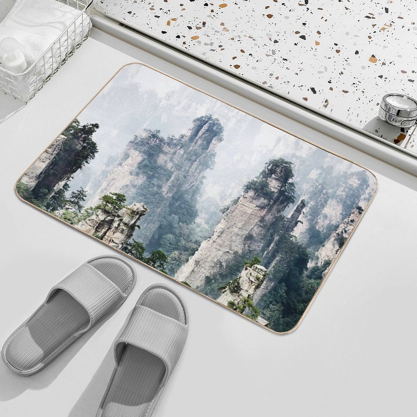 Floating Mountains Zhangjiajie National Forest Park Art Photo Print  Slip-Resistant Bath Mat