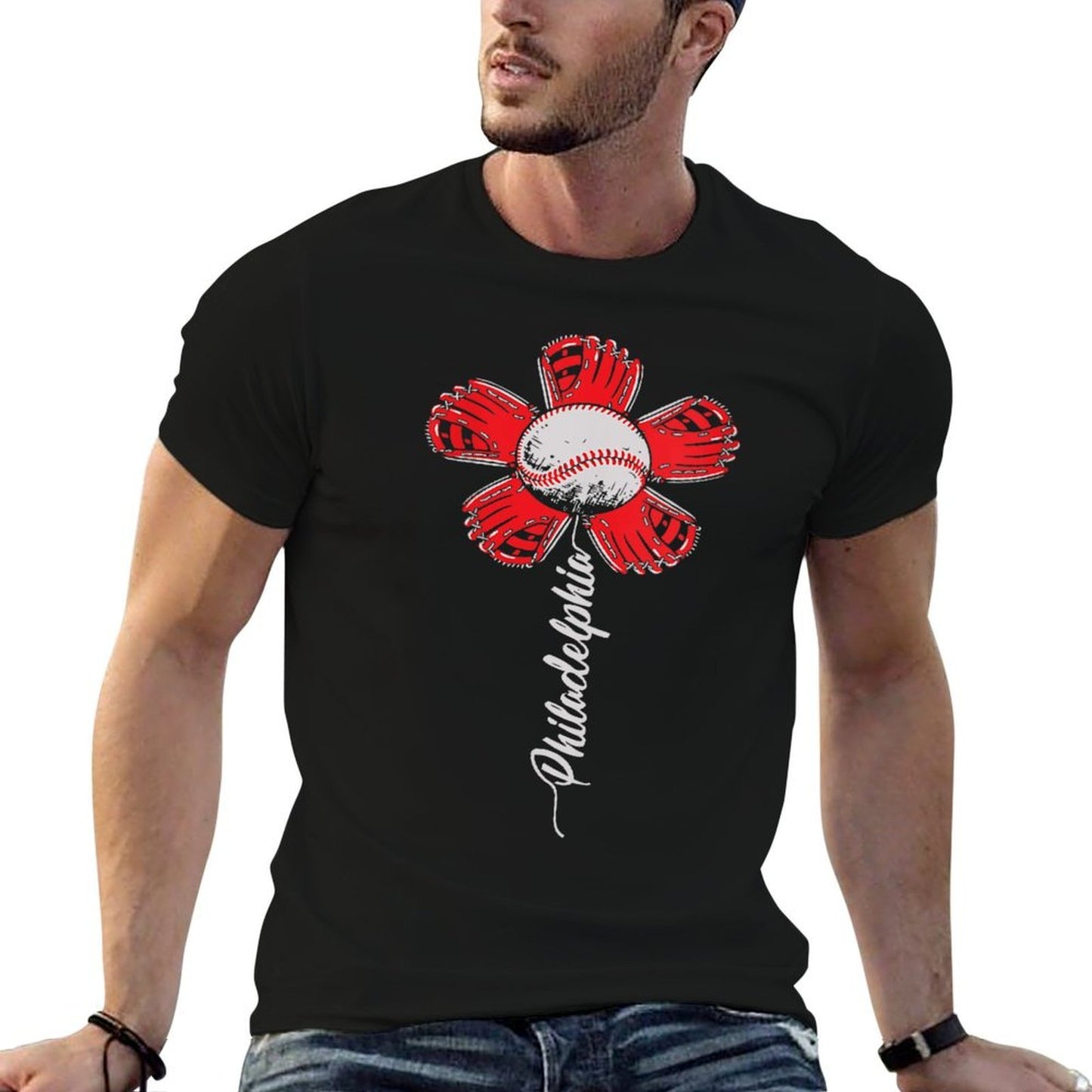Womens Philadelphia Vibrant Baseball Flower Special Keepsake Item  Classic T-Shirt