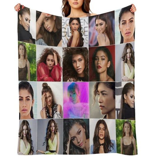 Zendaya Cute Photo Collage Durable Throw Blanket