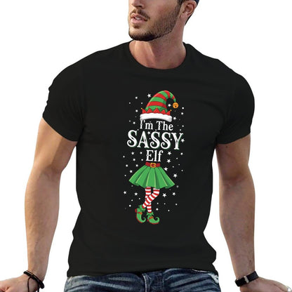 Xmas Family Matching Women Girls Mom The Sassy Elf Christmas  Stretchy T-Shirt