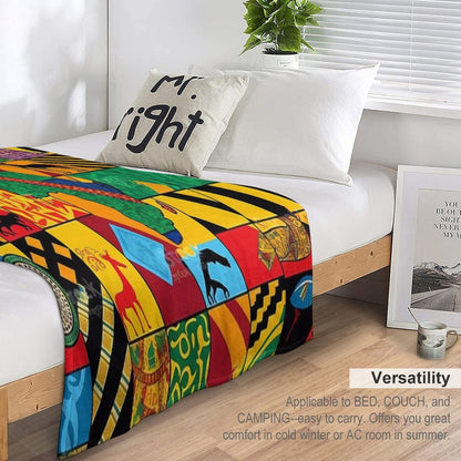 Traditional Brilliance Patchwork of Colorful African Fabrics Durable Throw Blanket