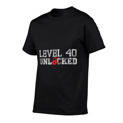 40th Birthday Gifts - Level 40 Unlocked  Summer-ready Fabric T-Shirt