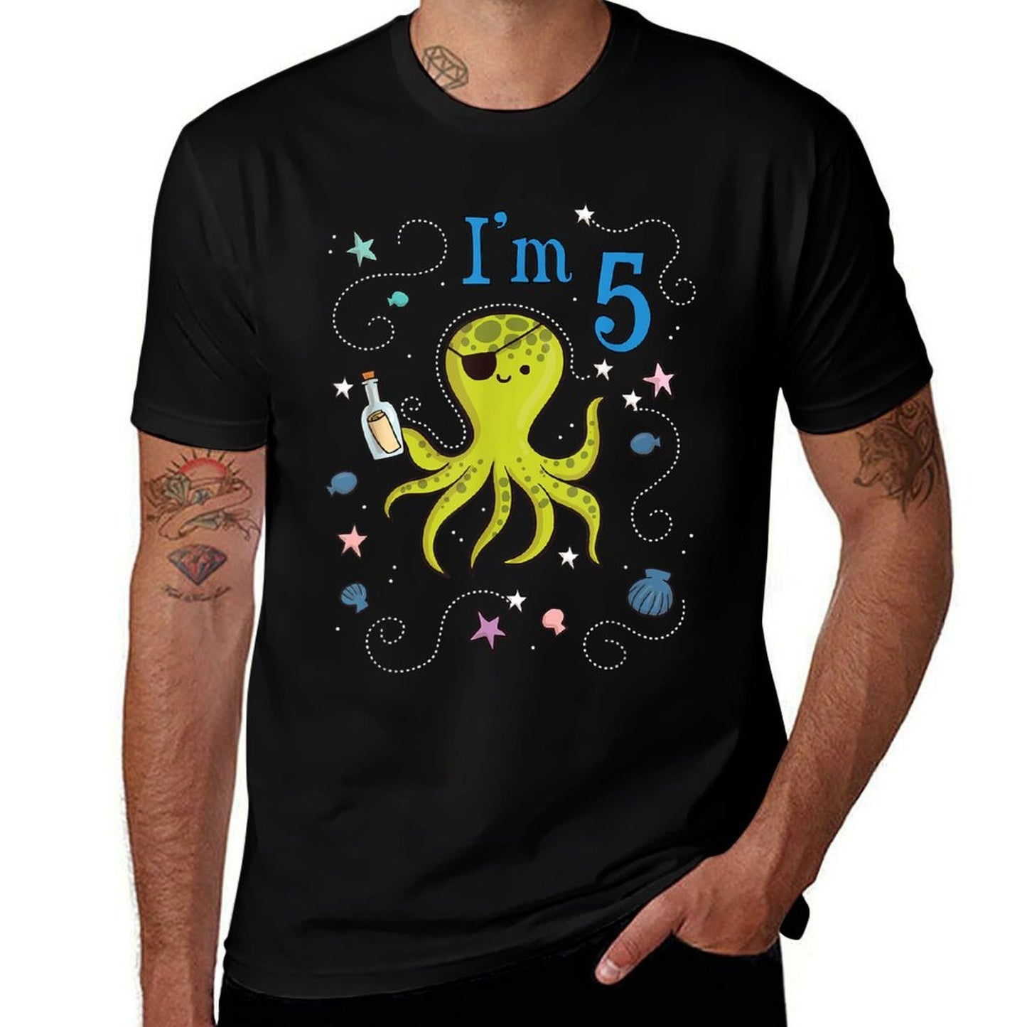 Cool 5th Birthday Octopus Lover Present Five Years Old Gift  Moisture-wicking T-Shirt