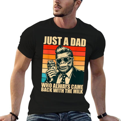 Just A Dad Who Always Came Back With The Milk Bigfoot Papa  Polyester Blend T-Shirt