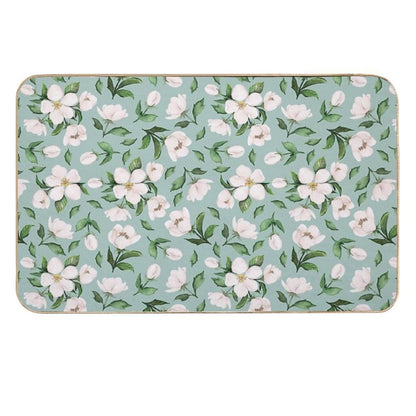 White Flowers  Fade-Resistant Bath Mat