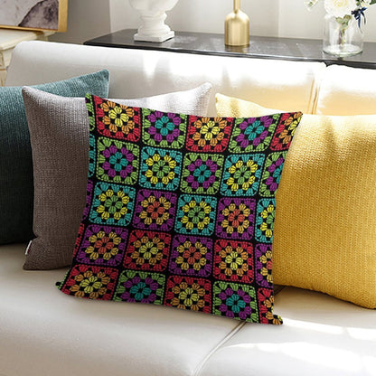 Crochet Granny Square Yarn Pattern Soft Skin-Friendly Throw Pillow