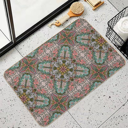 Boho Rose Pineapple Medallion  Dirt-Trapping Bath Mat
