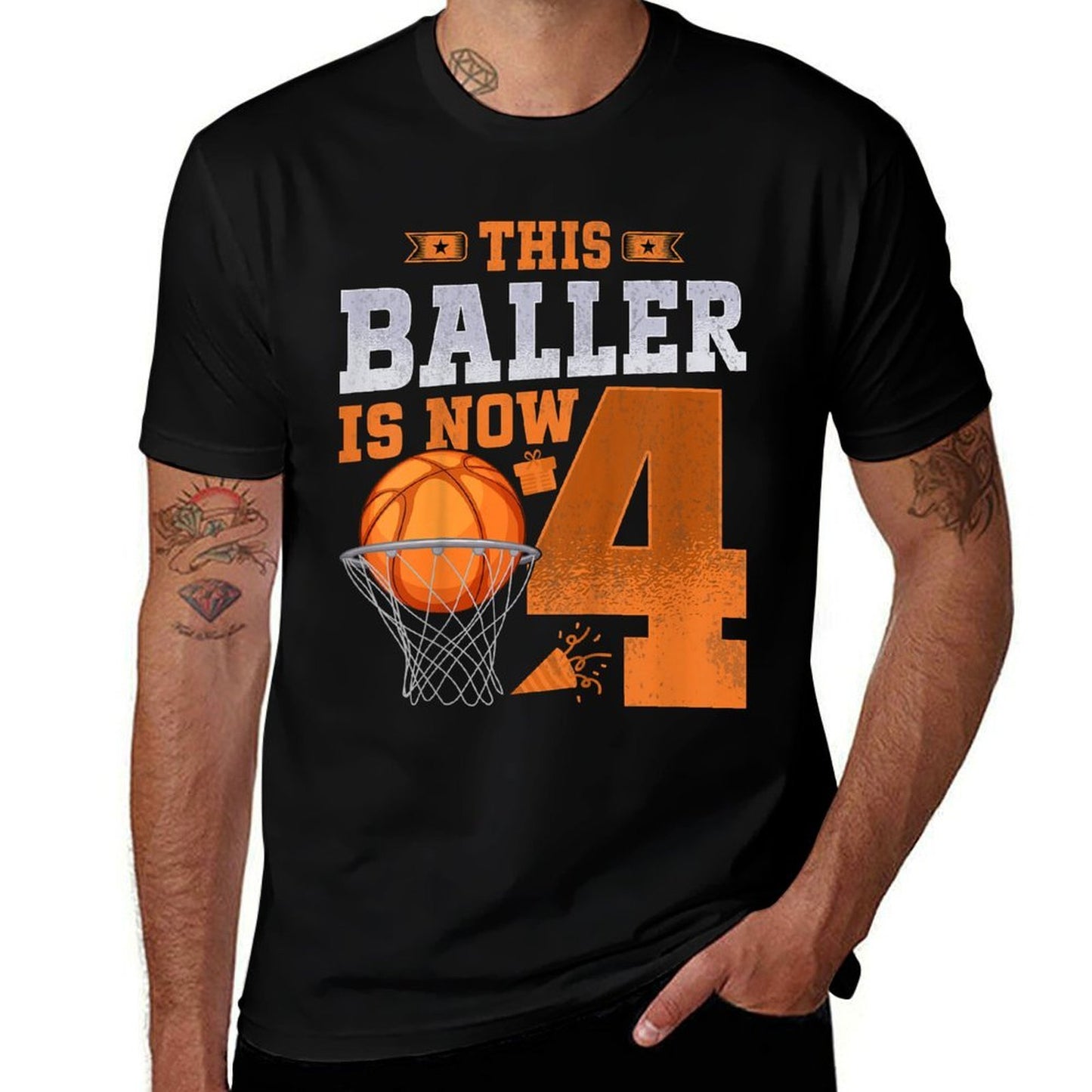 Kids This Baller Is Now 4 Years Old Basketball 4th Birthday Party  Breathable T-Shirt