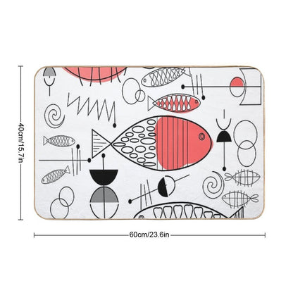 Mid-Century Fish Salmon Pink  Odorless Bath Mat
