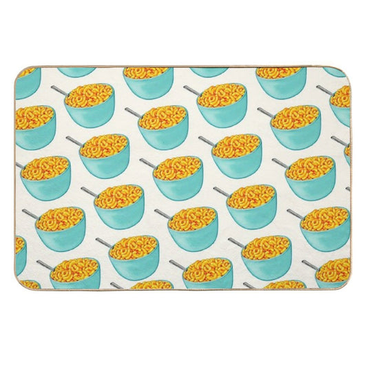 Mac & Cheese Pattern - White  Fade-Resistant Bath Mat
