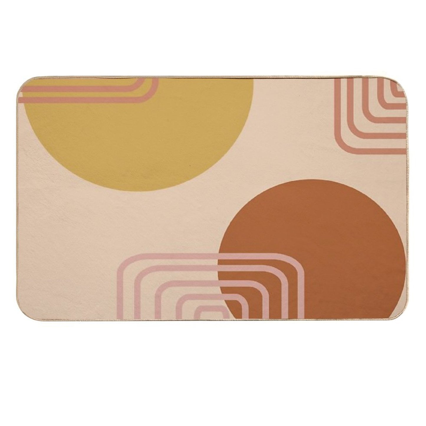 Mid Century Modern Shapes And Lines in Desert Terracotta And Mustard Yellow  Multi-Purpose Bath Mat