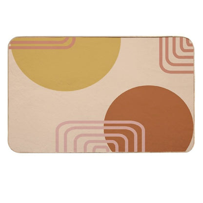 Mid Century Modern Shapes And Lines in Desert Terracotta And Mustard Yellow  Multi-Purpose Bath Mat