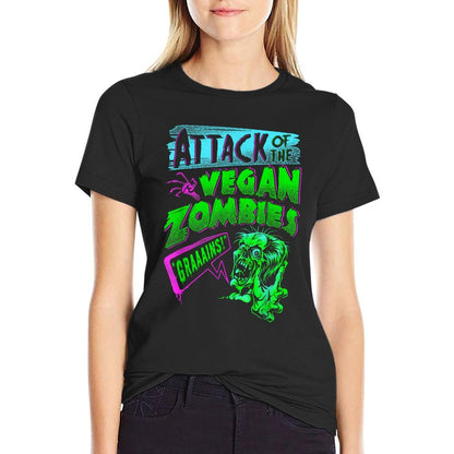 Attack of The Vegan Zombies Vegetarian Halloween  Rolled Sleeves T-Shirt