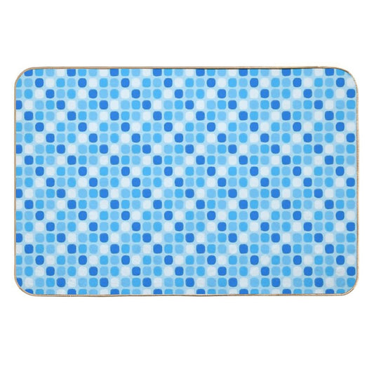 Simple Design - Blue Square Pattern  Slip-Resistant Bath Mat