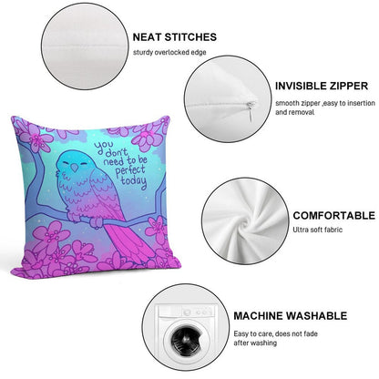 You Don't Need to Be Perfect Today Kind Blossom Bird Soft Reinforced Edging Throw Pillow