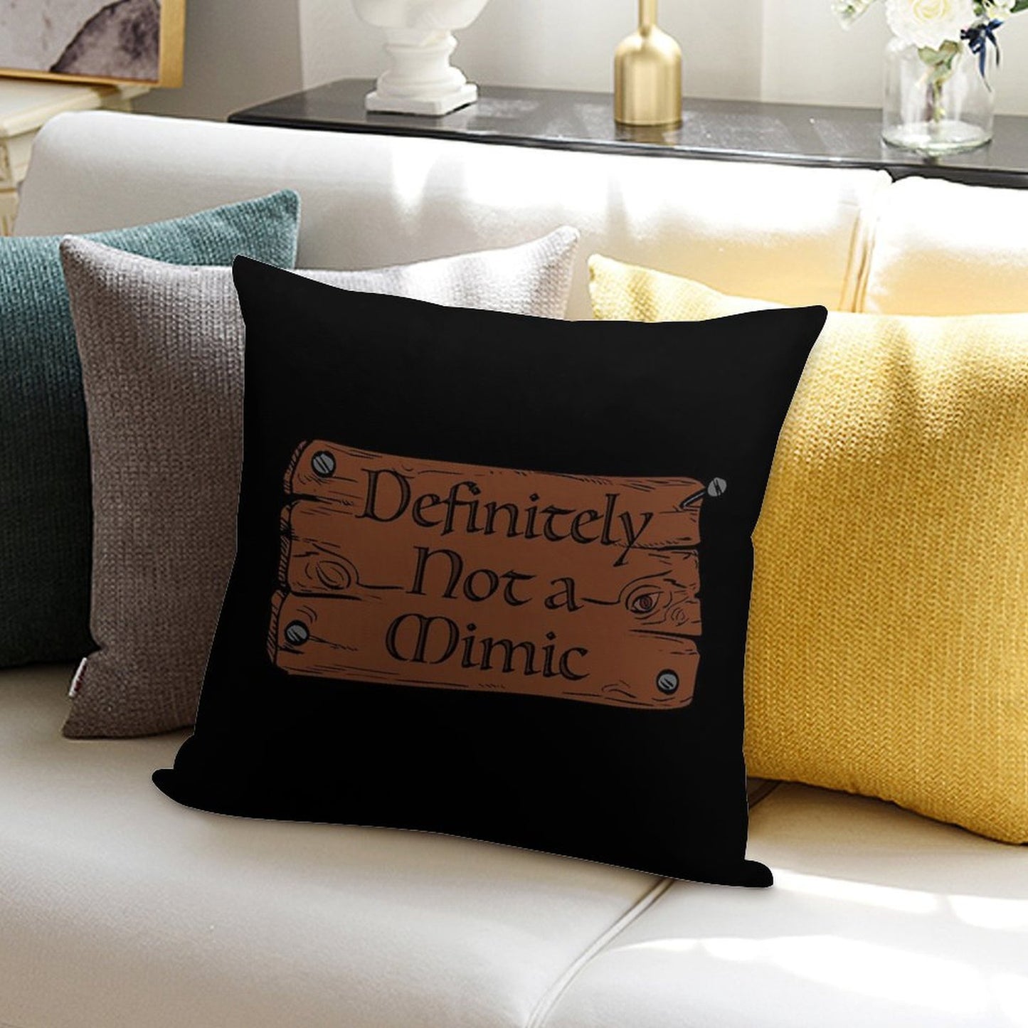 Definitely Not A Mimic Soft Gift Ready Throw Pillow