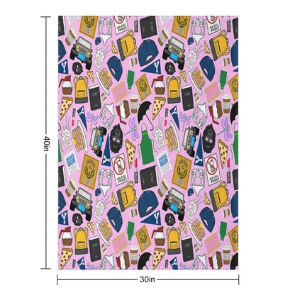 Ultimate Fan Pattern Icons All Over Print Pink Pack Sustainable Throw Blanket