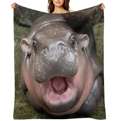 Moo Deng Iconic Classic Gift-ready Throw Blanket