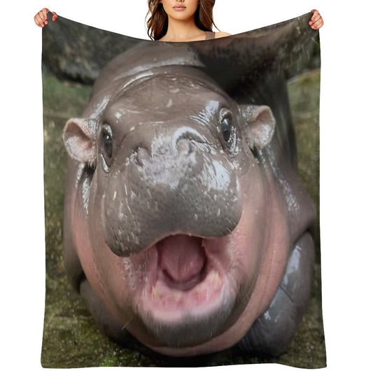 Moo Deng Iconic Classic Gift-ready Throw Blanket