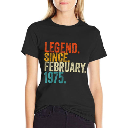 50 Years Old Legend Since February 1975 Retro 50th Birthday  Heathered Texture T-Shirt