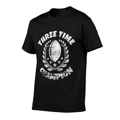 Three Time Fantasy Football Champ Champion  Fade-proof Color T-Shirt