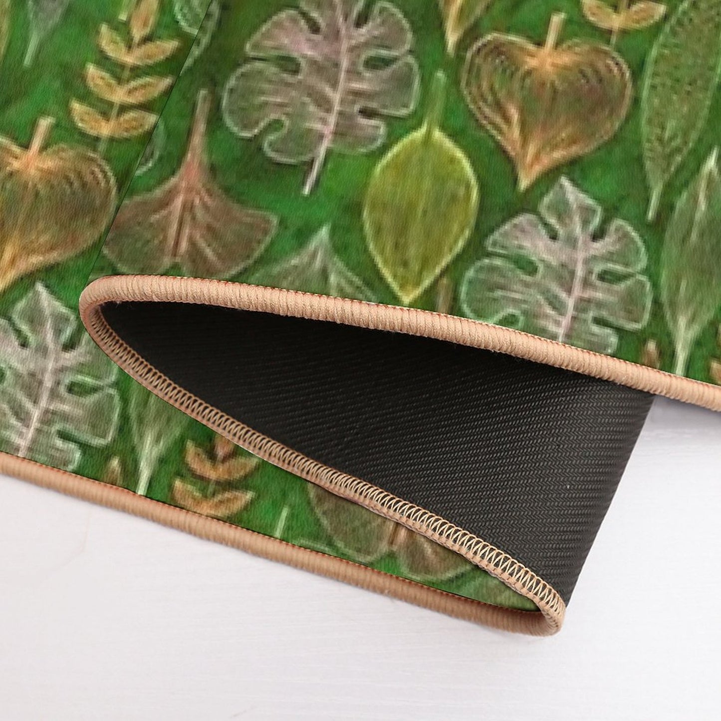 Leaves on Green  Easy Maintenance Bath Mat
