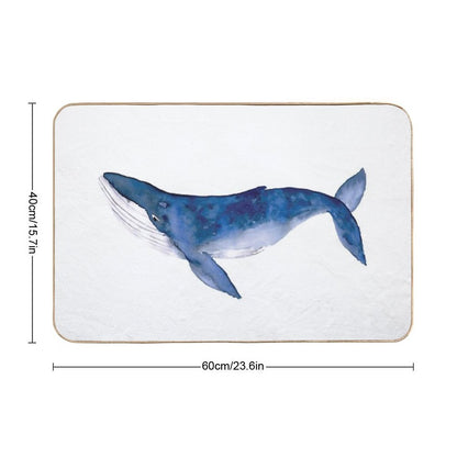 Humpback Whale in Watercolor  Absorbent Bath Mat