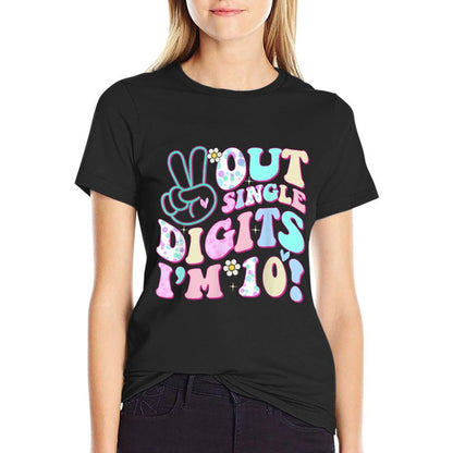 Peace Out Single Digits I'm 10 Groovy 10th Birthday  Soft T-Shirt