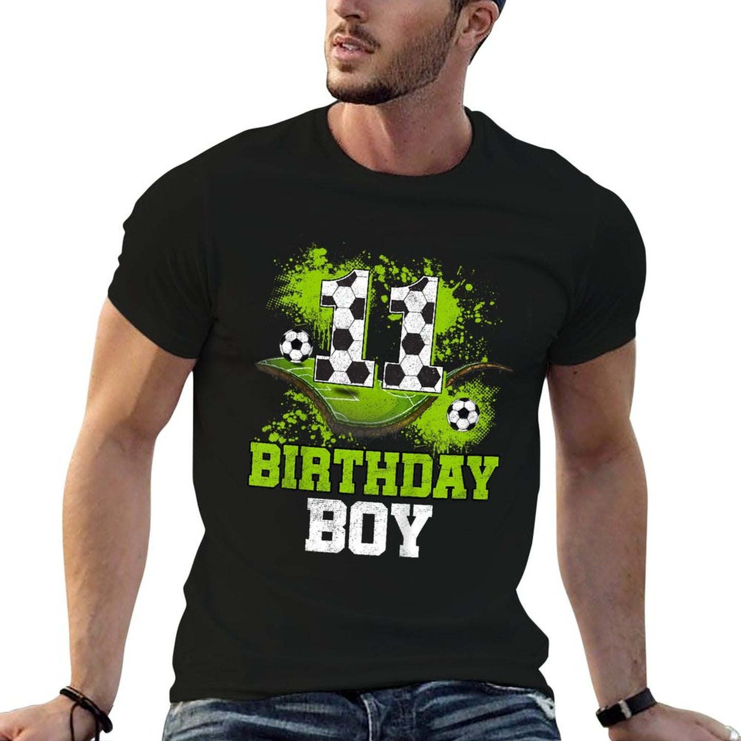 Kids 11th Birthday Boy Kids Soccer Birthday Decorations  Heathered Texture T-Shirt