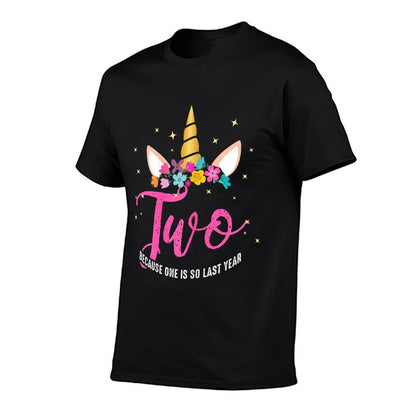 2 Years Old Birthday Girl Gifts Unicorn 2nd Birthday  Fade-proof Color T-Shirt