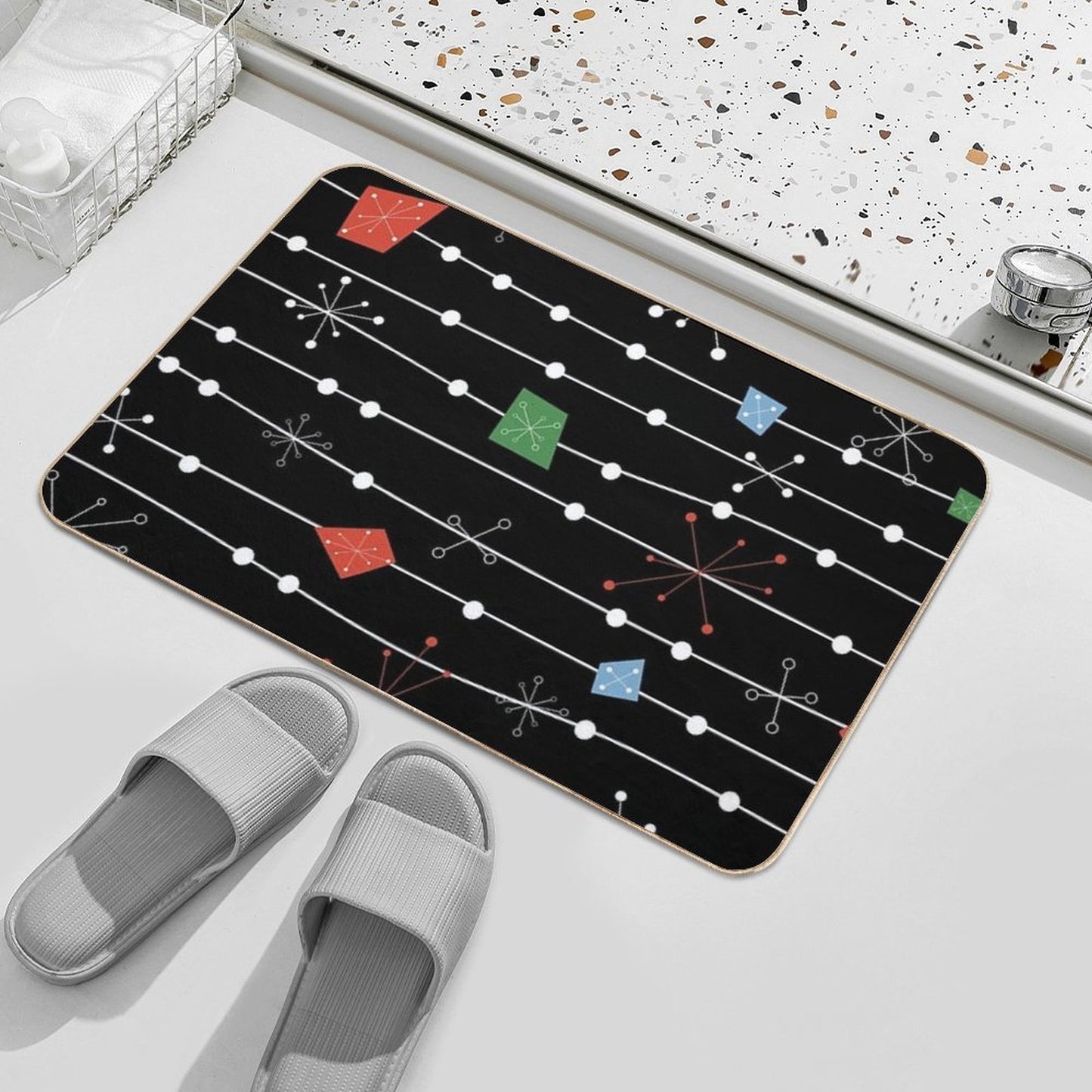 Midcentury Modern Starbursts  Versatile Bath Mat