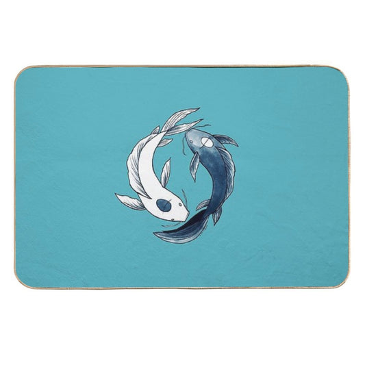 Tui And La - Yin & Yang Koi  Fade-Resistant Bath Mat
