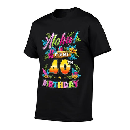 Aloha It's My 40th Birthday Hawaii Floral Hawaiian Theme  Vintage-inspired T-Shirt
